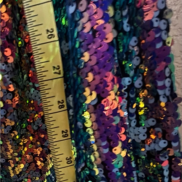 by & by Shimmering Sequin Dress in Purple and Blue. 
STRETCH FABRIC - Picture 6 of 9